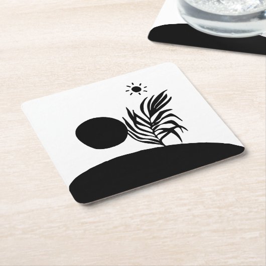boho bohemian floral sun moon kartonnen onderzetters (Schuin)