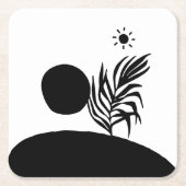 boho bohemian floral sun moon kartonnen onderzetters (Voorkant)