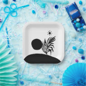 boho bohemian floral sun moon papieren bordje (Feest)