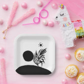 boho bohemian floral sun moon papieren bordje (Feest)