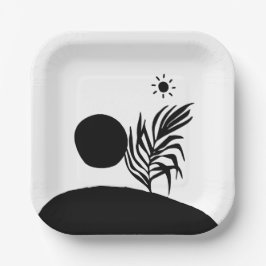 boho bohemian floral sun moon papieren bordje