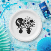 Boho bohemian floral sun moon papieren bordje (Feest)