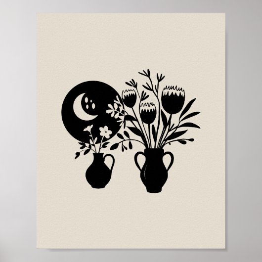 Boho bohemian floral sun moon poster (Voorkant)