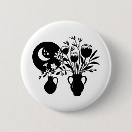 Boho bohemian floral sun moon ronde button 5,7 cm