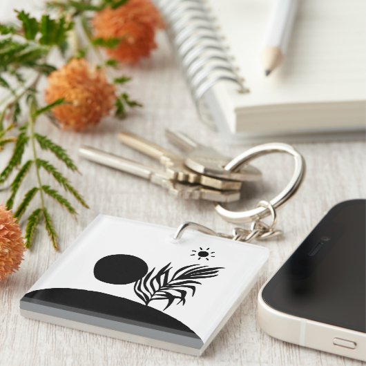 boho bohemian floral sun moon sleutelhanger (Voorkant Rechts)