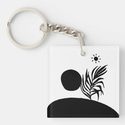 boho bohemian floral sun moon sleutelhanger (Voorkant)