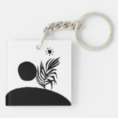 boho bohemian floral sun moon sleutelhanger (Achterkant)