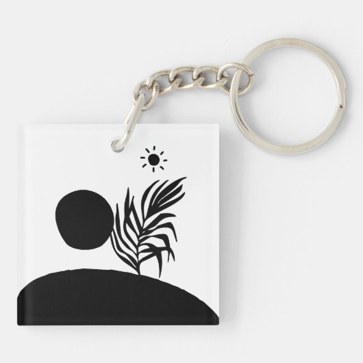 boho bohemian floral sun moon sleutelhanger (Achterkant)