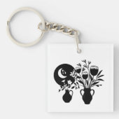 Boho bohemian floral sun moon sleutelhanger (Voorkant)