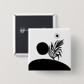 boho bohemian floral sun moon vierkante button 5,1 cm (Voorkant /achterkant)