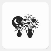 Boho bohemian floral sun moon vierkante sticker (Voorkant)