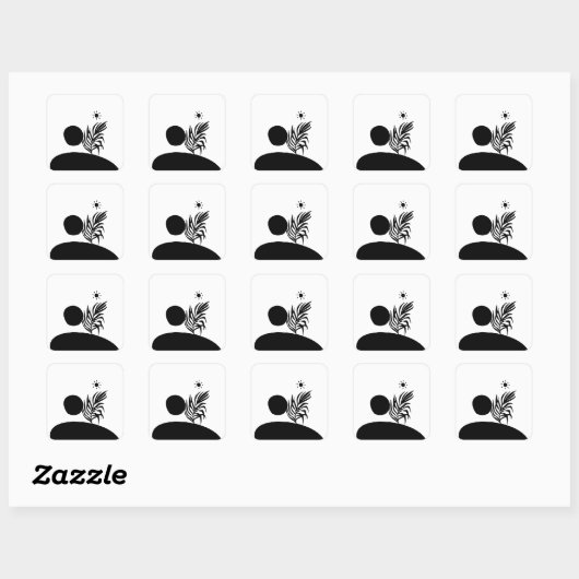 boho bohemian floral sun moon vierkante sticker (Vel)