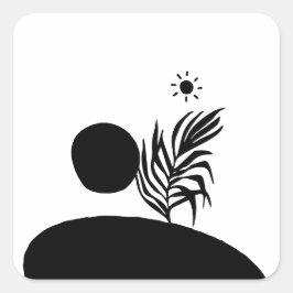 boho bohemian floral sun moon vierkante sticker