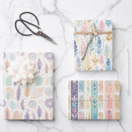 Boho Bohemian Gelegenheid Pastel Waterverf Set Inpakpapier Vel