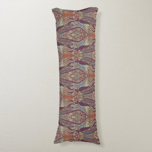 BOHO Bohemian India Paisley Tribal Paarse Blauw Lichaamskussen (Voorkant Verticaal)