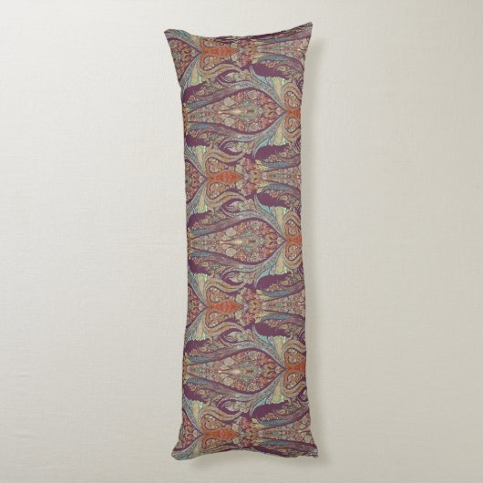 BOHO Bohemian India Paisley Tribal Paarse Blauw Lichaamskussen (Achterkant (Verticaal))