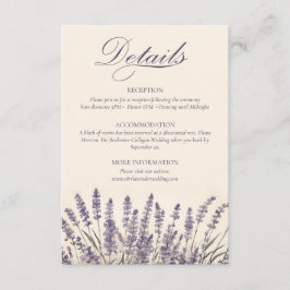Boho Bohemian Lavendel Monogram Bruiloft Details Informatiekaartje