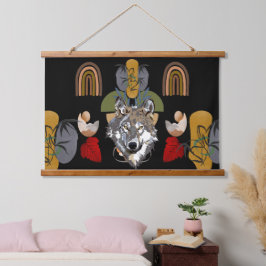 Boho Bohemian Modern Art Fox Earth Tones Wall Art Hangend Wandkleed