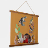 Boho Bohemian Modern Art Spring Natuur Birds Wall Hangend Wandkleed (Gebogen)