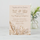 Boho Bohemian Neutral Wedding Invitation Kaart (Staand voorkant)