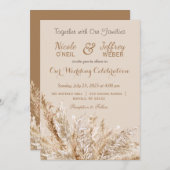 Boho Bohemian Neutral Wedding Invitation Kaart (Voorkant / Achterkant)
