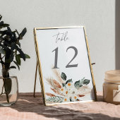 Boho Bohemian Pampas & Beige Bloemen Tafelnummer