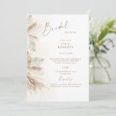 Boho Bohemian Pampas Grass Beige Vrijgezellenfeest Kaart (Staand voorkant)