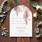 Boho Bohemian Pampass Wedding Invitation  Kaart
