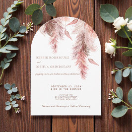 Boho Bohemian Pampass Wedding Invitation  Kaart