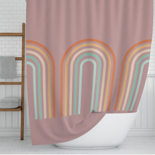 Boho Bohemian Pastel Regenboog Mauve Achtergrond Douchegordijn