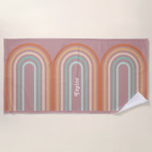 Boho Bohemian Pastel Regenboog Mauve Achtergrond Strandlaken (Voorkant)