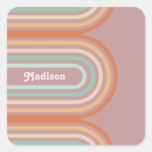 Boho Bohemian Pastel Regenboog Mauve Achtergrond Vierkante Sticker (Voorkant)