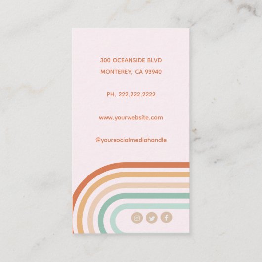 Boho Bohemian Pastel Regenboog Mauve Achtergrond Visitekaartje (Achterkant)