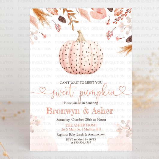 Boho Bohemian Polka Dot pompoen Baby shower Kaart