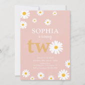 Boho Bohemian Retro 70s Pink Daisy 2e verjaardag Kaart (Voorkant)