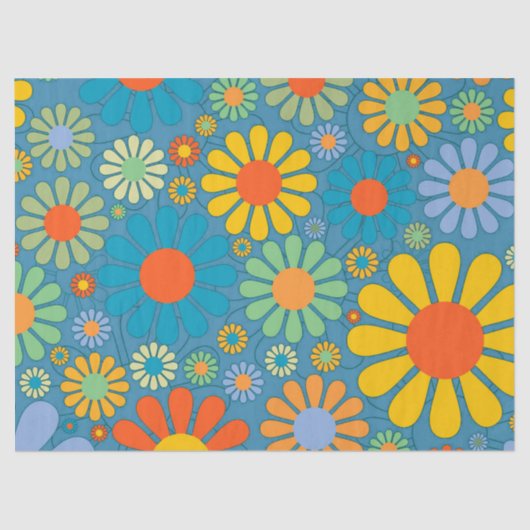 Boho Bohemian Retro Colorful Floral Flowers Tissuepapier (Voorkant)