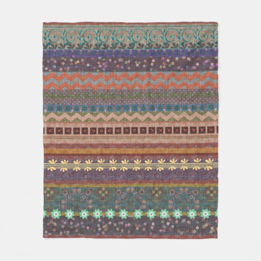 Boho Bohemian Retro Colorful Pattern Fleece Deken (Voorkant)
