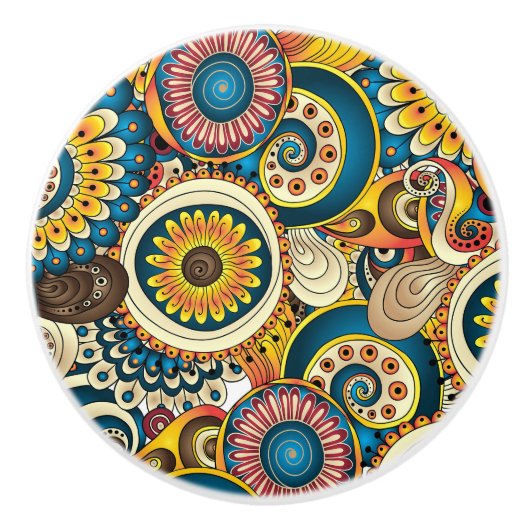 Boho Bohemian Retro Colorful Pattern Keramische Knop (Voorkant)