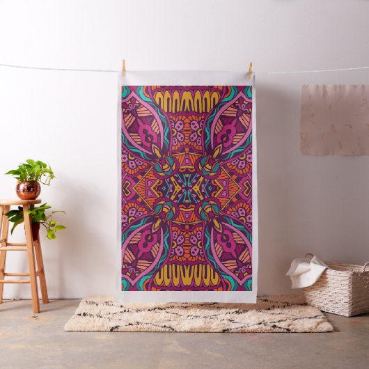 Boho Bohemian Retro Colorful Pattern Stof (Voorbeeld)