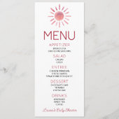 Boho Bohemian Roze Zon Baby shower Voedsel Menu (Voorkant)