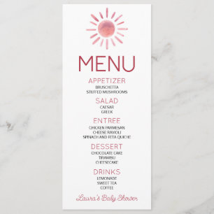 Boho Bohemian Roze Zon Baby shower Voedsel Menu