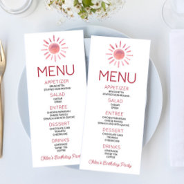 Boho Bohemian Roze Zon Verjaardagsfeest Voedsel Me Menu