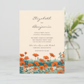 Boho Bohemian Rustic Floral Wildflower Wedding Kaart (Staand voorkant)