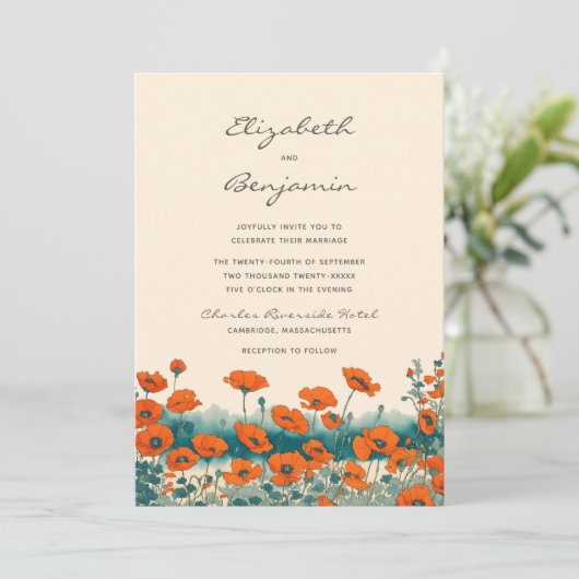 Boho Bohemian Rustic Floral Wildflower Wedding Kaart (Staand voorkant)