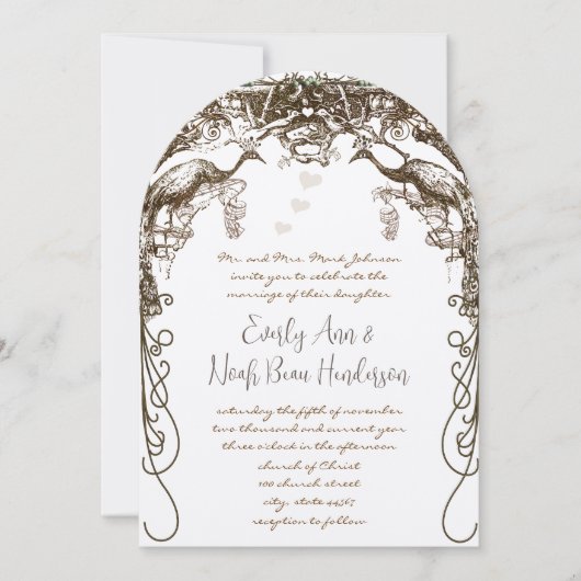 Boho Bohemian Rustic Peacock  Tortelduifjes Kaart (Voorkant)