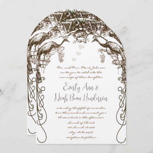 Boho Bohemian Rustic Peacock  Tortelduifjes Kaart (Voorkant / Achterkant)