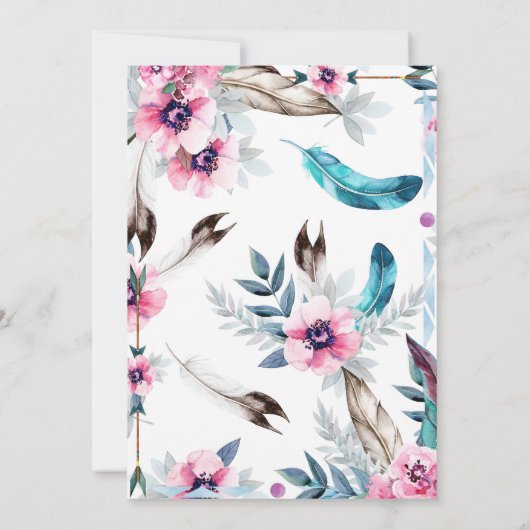 Boho Bohemian Tribal Bloemen Waterverf WILD ONE Kaart (Achterkant)