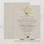 BOHO Bohemian Tribal Deer Antler Feathers Roos Art Kaart (Voorkant / Achterkant)