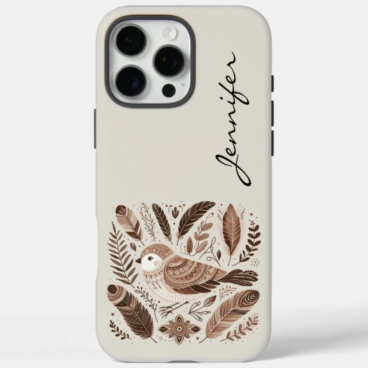 Boho Bohemian Vogelveer iPhone / iPad hoesje (Achterkant)