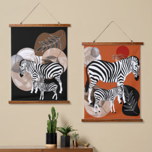 Boho Bohemian Wall Art Zebra Canvas Moeder Kind Hangend Wandkleed